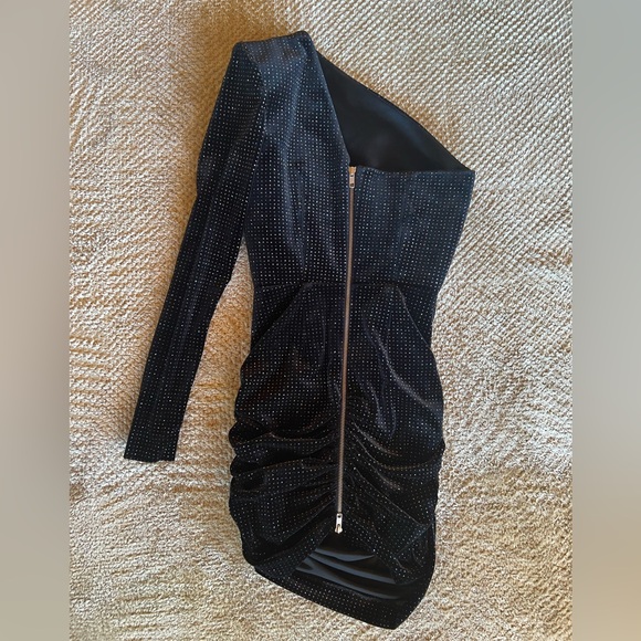 Alex Perry One Shoulder Iridescent Sparkle Mini Dress UK6 - Picture 2 of 5